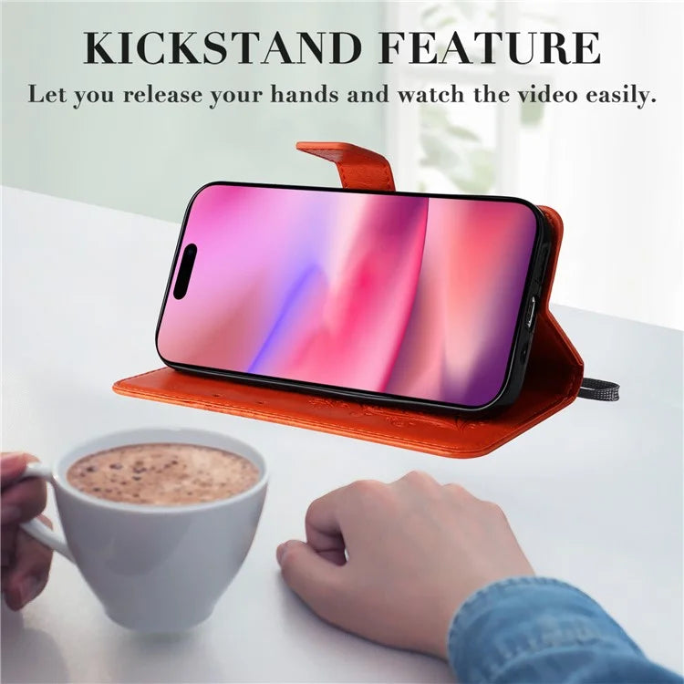 KT Imprinting Flower Series-2 For iPhone 16 Wallet Case Protective Leather Flip Cover