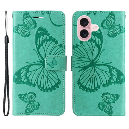 KT Imprinting Flower Series-2 For iPhone 16 Wallet Case Protective Leather Flip Cover