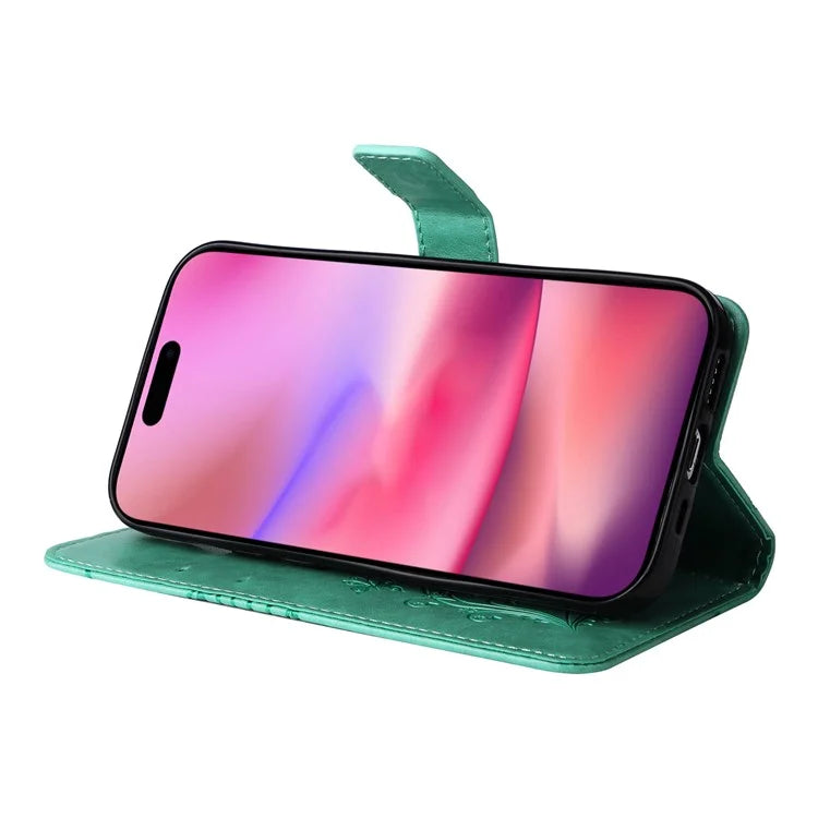 KT Imprinting Flower Series-2 For iPhone 16 Wallet Case Protective Leather Flip Cover