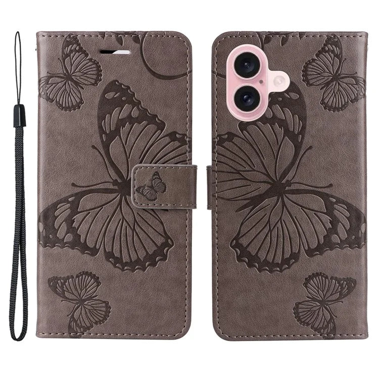 KT Imprinting Flower Series-2 For iPhone 16 Wallet Case Protective Leather Flip Cover