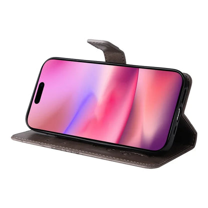 KT Imprinting Flower Series-2 For iPhone 16 Wallet Case Protective Leather Flip Cover