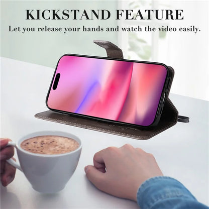 KT Imprinting Flower Series-2 For iPhone 16 Wallet Case Protective Leather Flip Cover