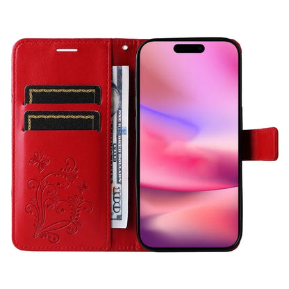 KT Imprinting Flower Series-2 For iPhone 16 Wallet Case Protective Leather Flip Cover