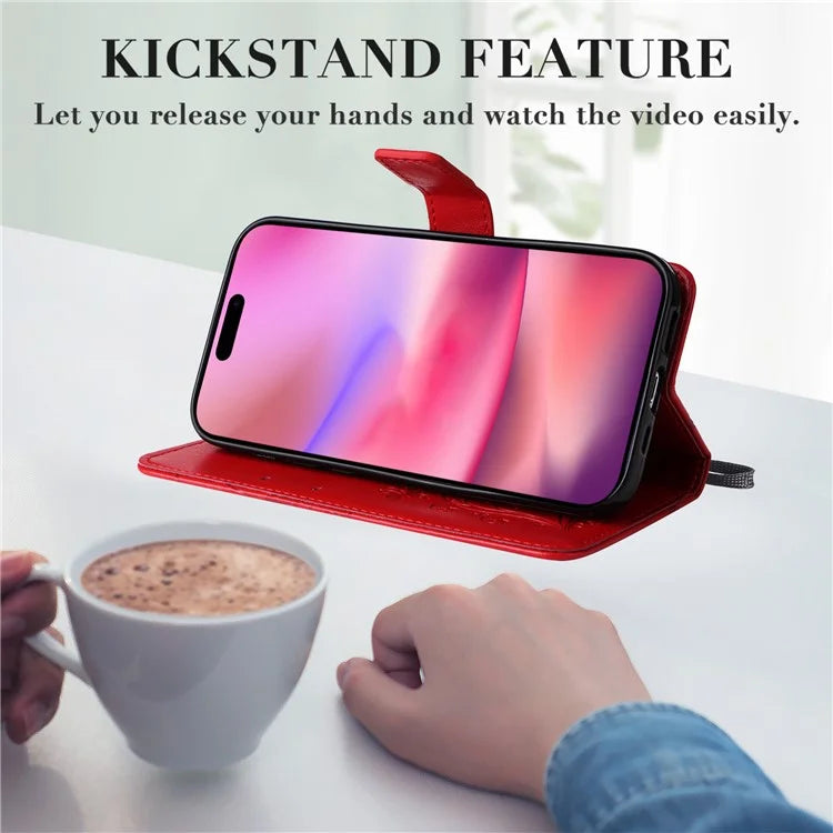 KT Imprinting Flower Series-2 For iPhone 16 Wallet Case Protective Leather Flip Cover