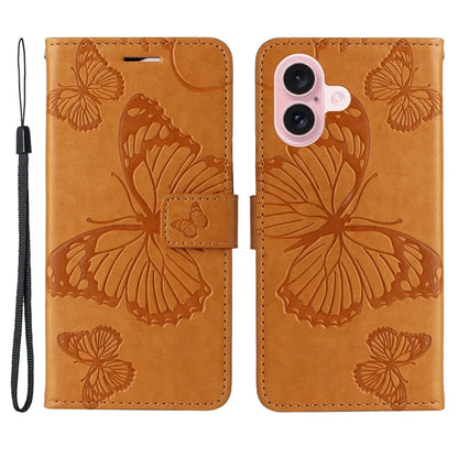 KT Imprinting Flower Series-2 For iPhone 16 Wallet Case Protective Leather Flip Cover