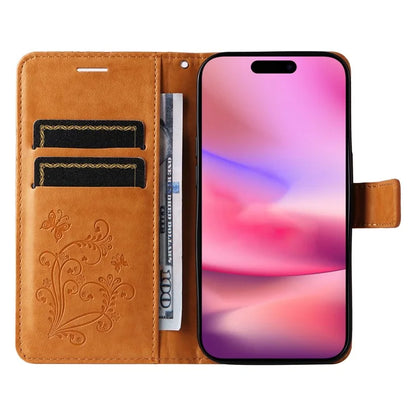 KT Imprinting Flower Series-2 For iPhone 16 Wallet Case Protective Leather Flip Cover