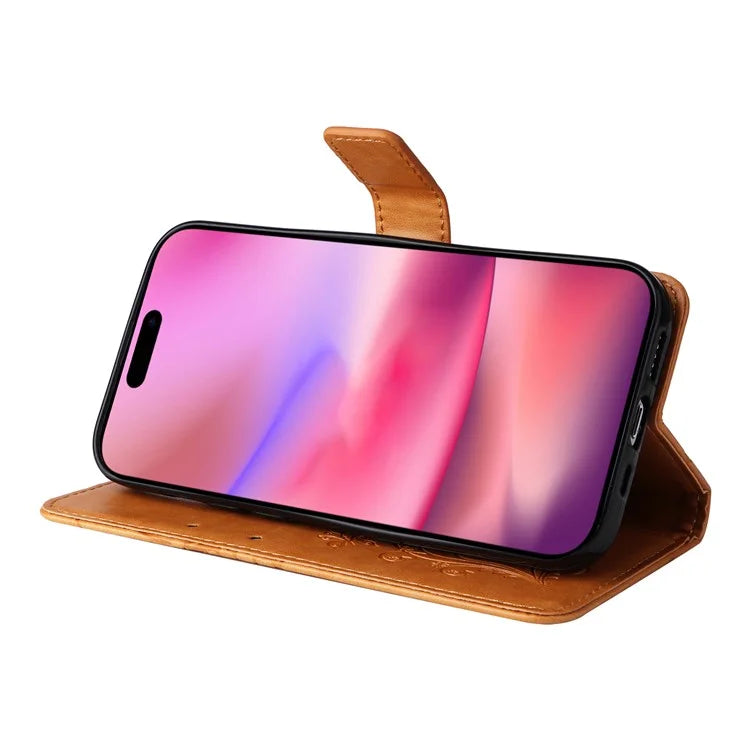 KT Imprinting Flower Series-2 For iPhone 16 Wallet Case Protective Leather Flip Cover