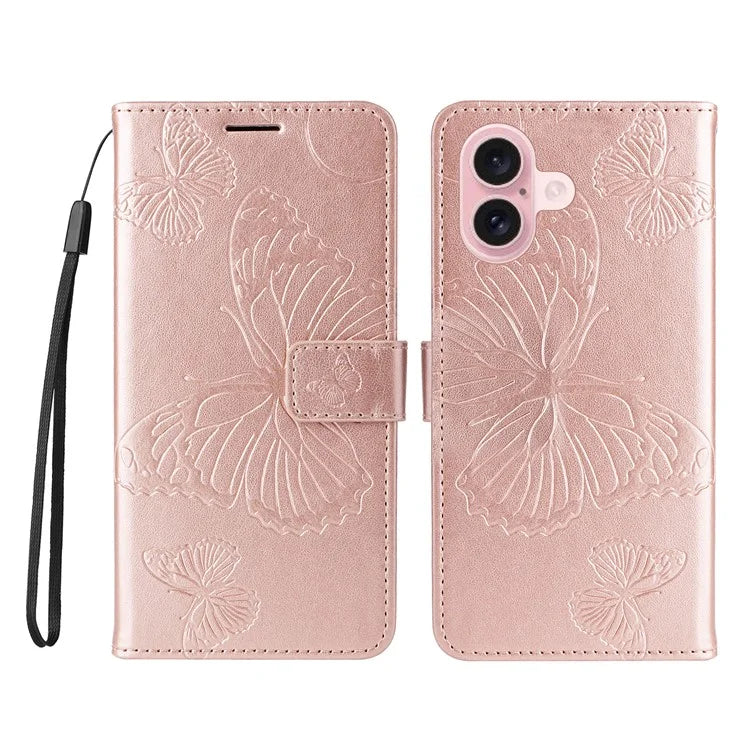 KT Imprinting Flower Series-2 For iPhone 16 Wallet Case Protective Leather Flip Cover