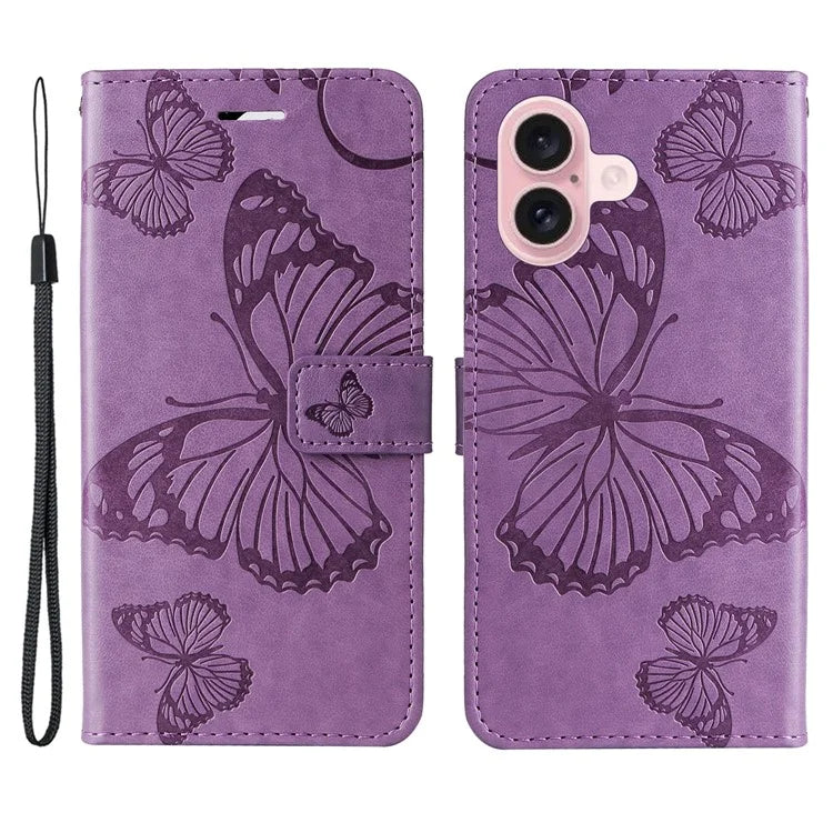 KT Imprinting Flower Series-2 For iPhone 16 Wallet Case Protective Leather Flip Cover