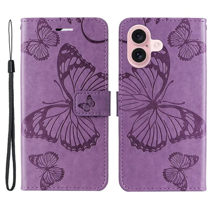 KT Imprinting Flower Series-2 For iPhone 16 Wallet Case Protective Leather Flip Cover