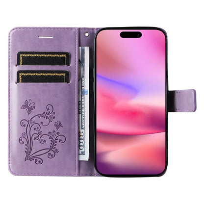 KT Imprinting Flower Series-2 For iPhone 16 Wallet Case Protective Leather Flip Cover