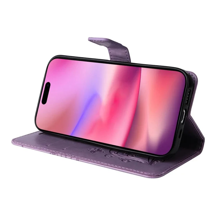 KT Imprinting Flower Series-2 For iPhone 16 Wallet Case Protective Leather Flip Cover