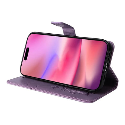 KT Imprinting Flower Series-2 For iPhone 16 Wallet Case Protective Leather Flip Cover
