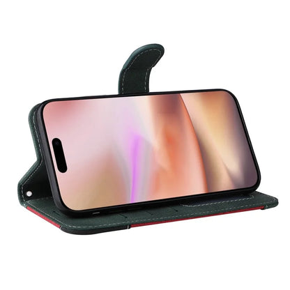 For iPhone 16 Plus Case 3-color Splicing PU Leather Wallet Phone Cover
