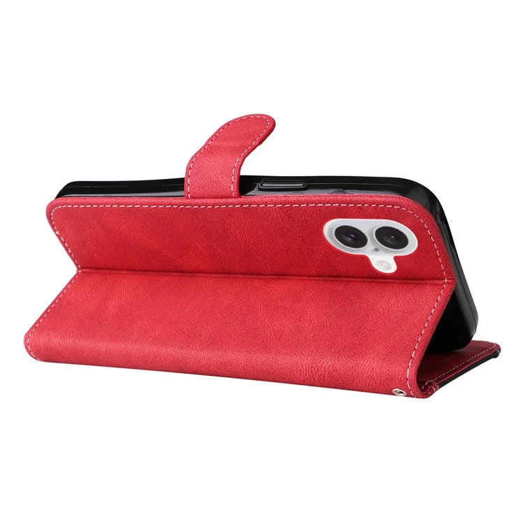 For iPhone 16 Plus Case 3-color Splicing PU Leather Wallet Phone Cover