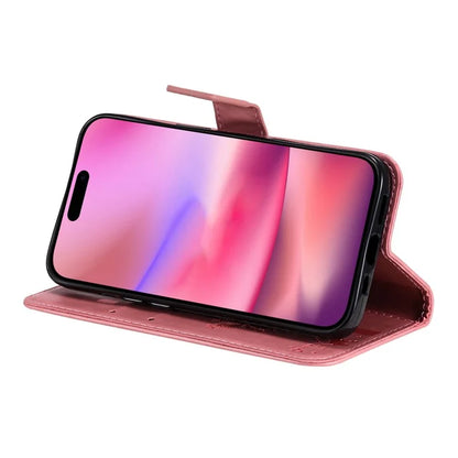 KT Imprinting Flower Series-3 For iPhone 16 Case Wallet Stand Leather Cover Cat Tree Pattern
