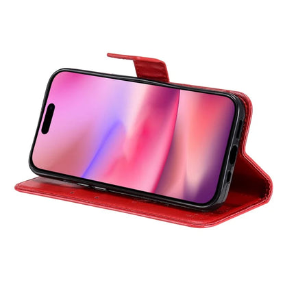 KT Imprinting Flower Series-3 For iPhone 16 Case Wallet Stand Leather Cover Cat Tree Pattern