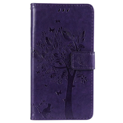KT Imprinting Flower Series-3 For iPhone 16 Case Wallet Stand Leather Cover Cat Tree Pattern