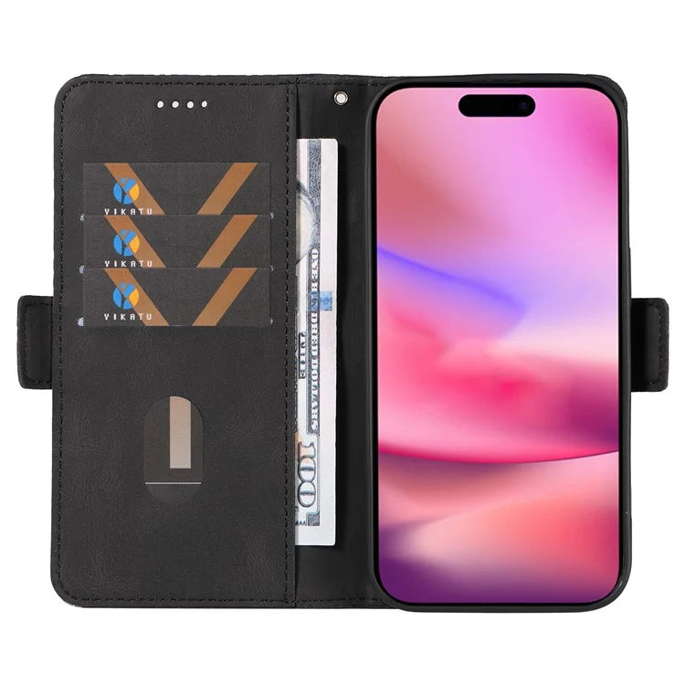 For iPhone 16 Case Folio Leather Phone Cover Rhombus Lattice