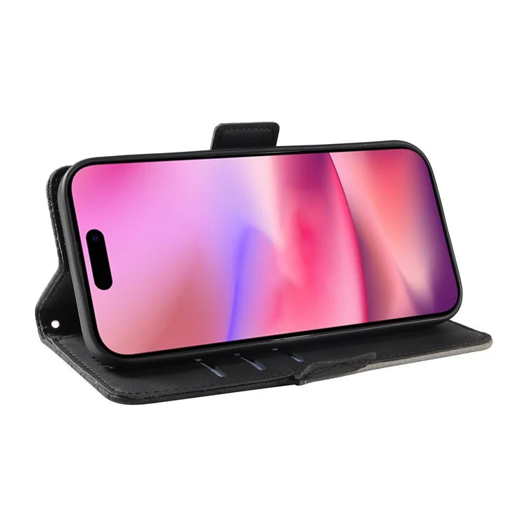 For iPhone 16 Case Folio Leather Phone Cover Rhombus Lattice