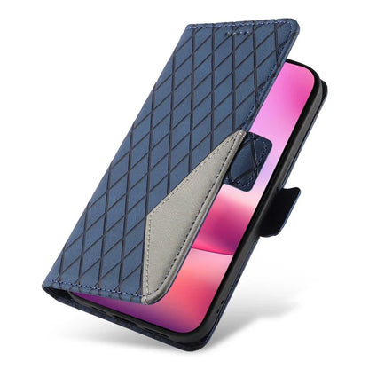 For iPhone 16 Case Folio Leather Phone Cover Rhombus Lattice