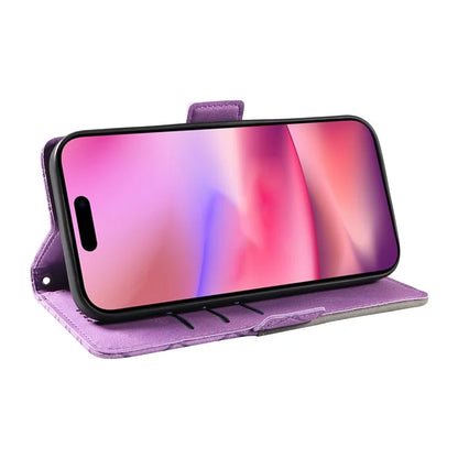 For iPhone 16 Case Folio Leather Phone Cover Rhombus Lattice