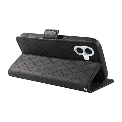 For iPhone 16 Plus Case Rhombus Grid Leather Wallet Phone Cover