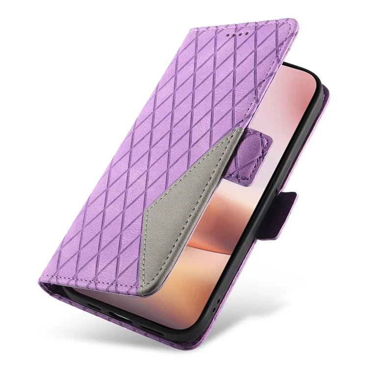For iPhone 16 Plus Case Rhombus Grid Leather Wallet Phone Cover