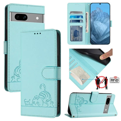 YB Imprinting Series-9 for Google Pixel 7a Case RFID Blocking Leather Phone Cover with Wallet