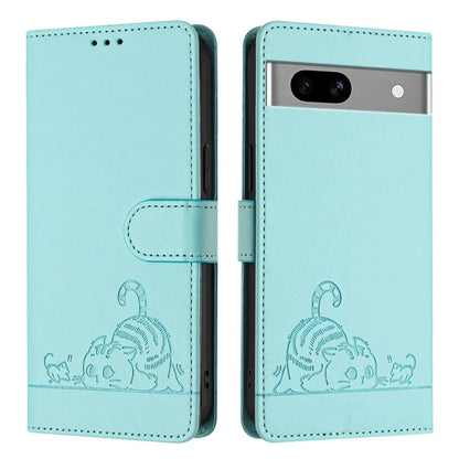 YB Imprinting Series-9 for Google Pixel 7a Case RFID Blocking Leather Phone Cover with Wallet