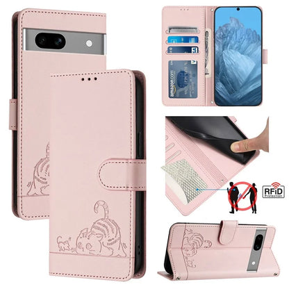 YB Imprinting Series-9 for Google Pixel 7a Case RFID Blocking Leather Phone Cover with Wallet