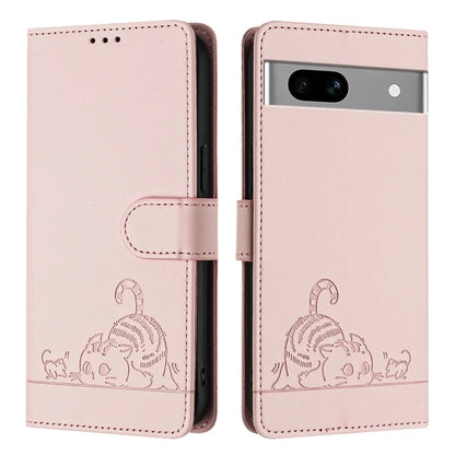 YB Imprinting Series-9 for Google Pixel 7a Case RFID Blocking Leather Phone Cover with Wallet