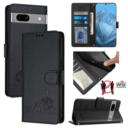 YB Imprinting Series-9 for Google Pixel 7a Case RFID Blocking Leather Phone Cover with Wallet