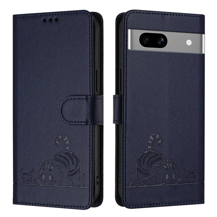 YB Imprinting Series-9 for Google Pixel 7a Case RFID Blocking Leather Phone Cover with Wallet