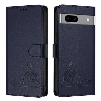 YB Imprinting Series-9 for Google Pixel 7a Case RFID Blocking Leather Phone Cover with Wallet