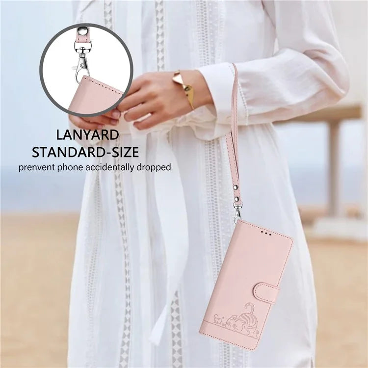 YB Imprinting Series-9 for Google Pixel 8 Case Cat Mouse Pattern Leather Wallet Stand Phone Cover