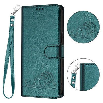 YB Imprinting Series-9 for Google Pixel 8 Case Cat Mouse Pattern Leather Wallet Stand Phone Cover