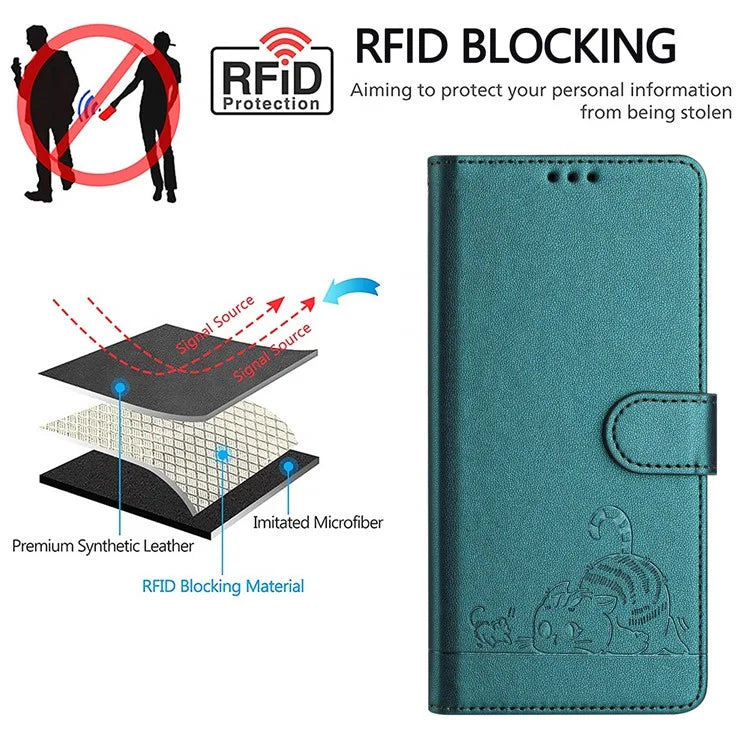 YB Imprinting Series-9 for Google Pixel 8 Case Cat Mouse Pattern Leather Wallet Stand Phone Cover