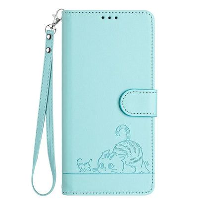 YB Imprinting Series-9 for Google Pixel 8 Pro Case Leather Folio Phone Cover Cat Mouse Pattern