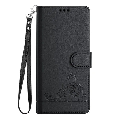 YB Imprinting Series-9 for Google Pixel 8 Pro Case Leather Folio Phone Cover Cat Mouse Pattern