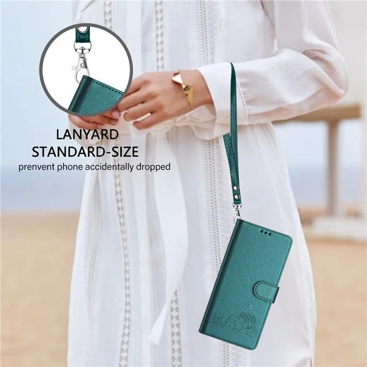 YB Imprinting Series-9 for Google Pixel 8 Pro Case Leather Folio Phone Cover Cat Mouse Pattern