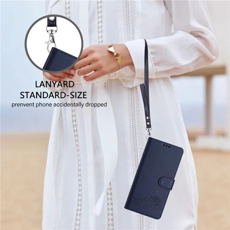 YB Imprinting Series-9 for Google Pixel 8 Pro Case Leather Folio Phone Cover Cat Mouse Pattern