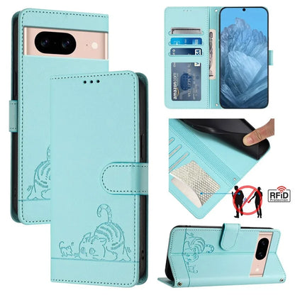 YB Imprinting Series-9 for Google Pixel 8a Case Flip Wallet Leather Phone Cover RFID Blocking