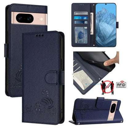 YB Imprinting Series-9 for Google Pixel 8a Case Flip Wallet Leather Phone Cover RFID Blocking