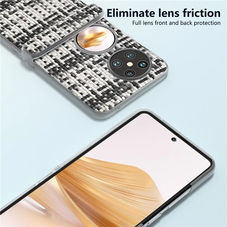 For Huawei Pocket 2 Case Colorful Plaid Texture Leather+PC Phone Cover Matte Edge