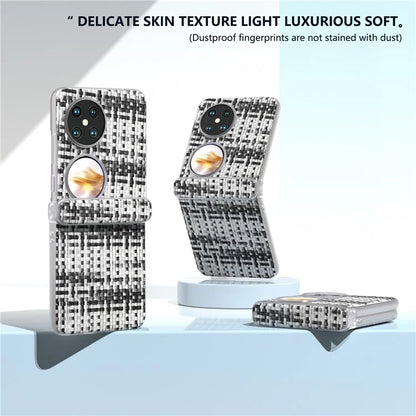 For Huawei Pocket 2 Case Colorful Plaid Texture Leather+PC Phone Cover Matte Edge
