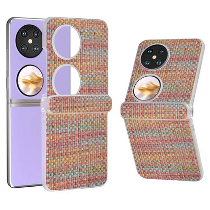 For Huawei Pocket 2 Case Colorful Plaid Texture Leather+PC Phone Cover Matte Edge