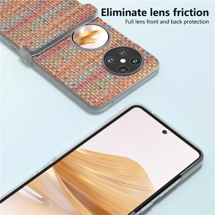 For Huawei Pocket 2 Case Colorful Plaid Texture Leather+PC Phone Cover Matte Edge