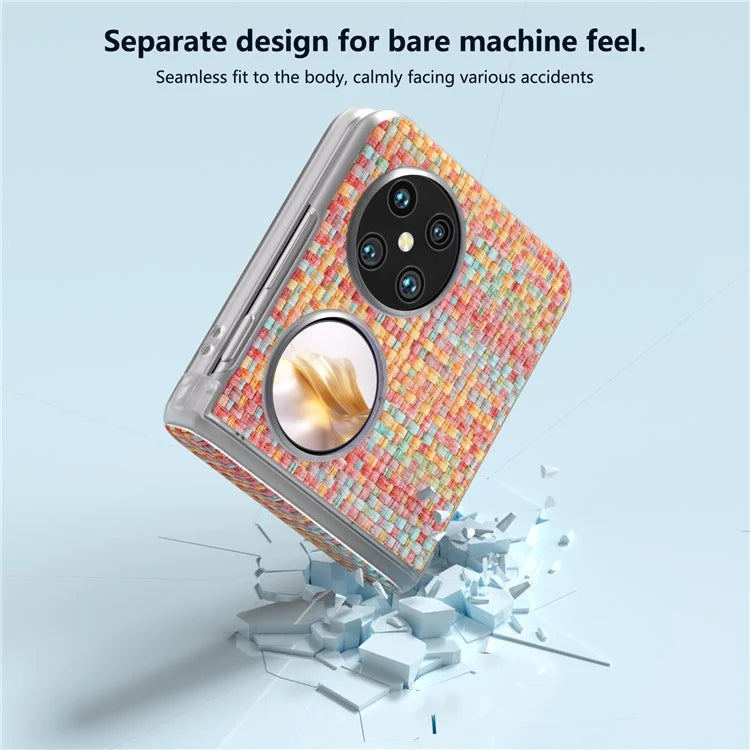 For Huawei Pocket 2 Case Colorful Plaid Texture Leather+PC Phone Cover Matte Edge