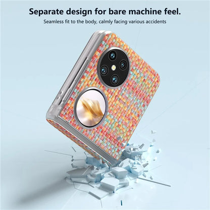 For Huawei Pocket 2 Case Colorful Plaid Texture Leather+PC Phone Cover Matte Edge